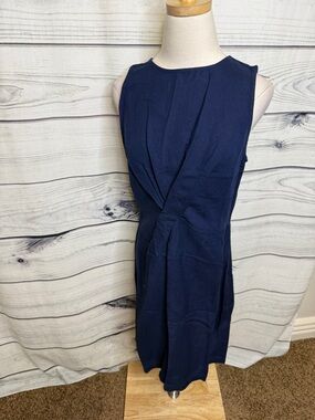 Sleeveless Navy Twist-Front Dress
